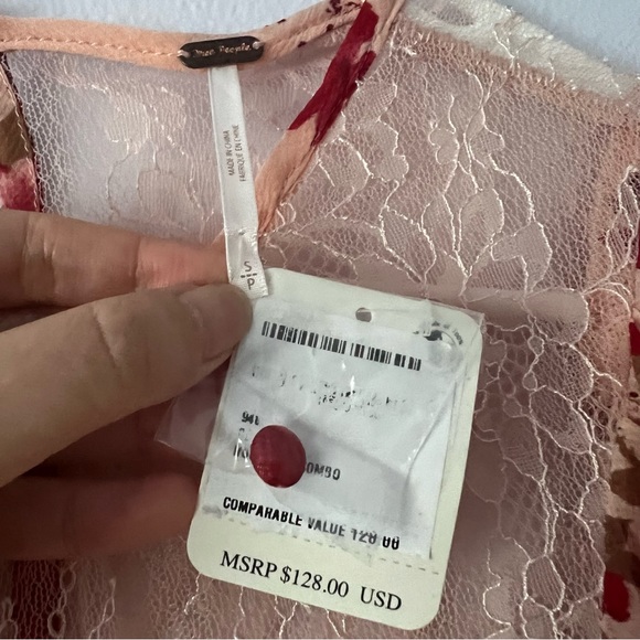 NWT Free People Daphne Cropped Smocked Romantic Blouse - Picture 14 of 15